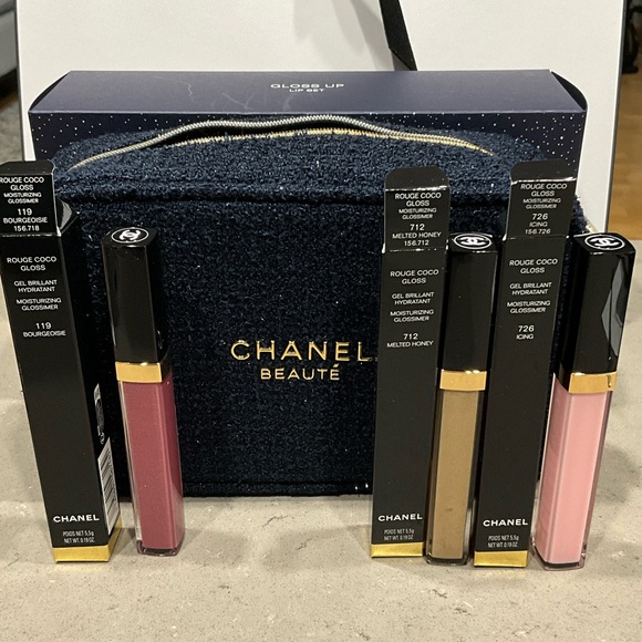 Chanel Rouge Coco Gloss Set of Three- Bourgeoisie, Melted Honey & Icing, New - Picture 1 of 4